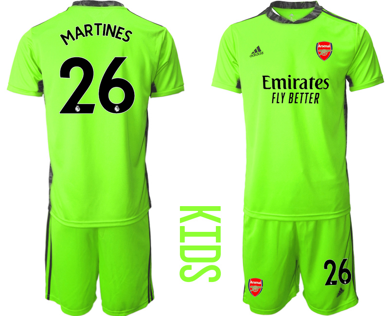 Youth 2020-2021 club Arsenal green goalkeeper #26 Soccer Jerseys